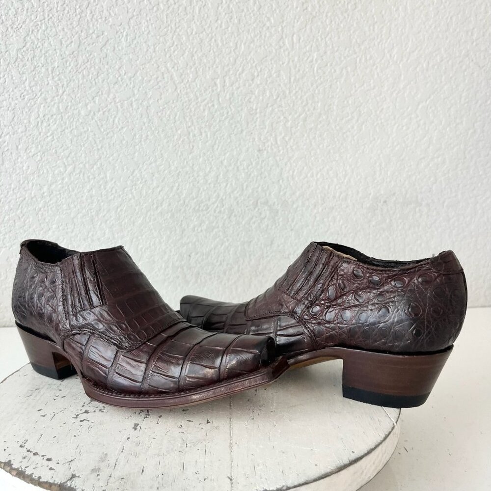 Rod Patrick Womens Brown Loafers 5.5C Caiman Leather Western Boots Slip On Shoes